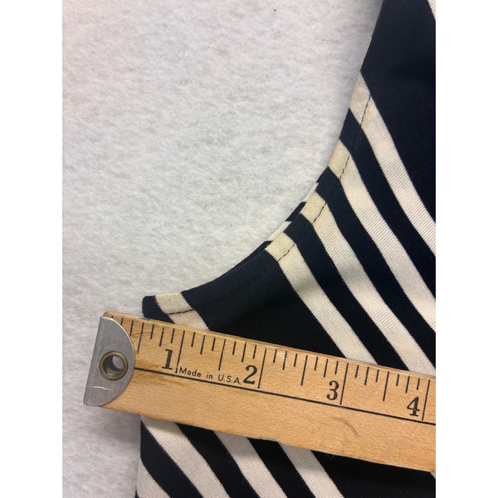 Tom Tailor Casual Sleeveless Midi Dress Nautical Chevron Striped 40 Black - Picture 9 of 11